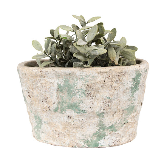 Clayre &amp; Eef   | Bloempot Binnen Beige Groen 25x16x15 cm | 6TE0533L