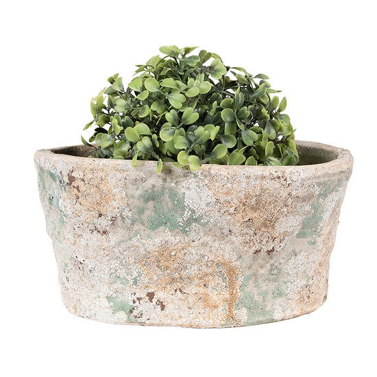 Clayre &amp; Eef   | Bloempot Binnen Beige Groen 22x13x11 cm | 6TE0533M