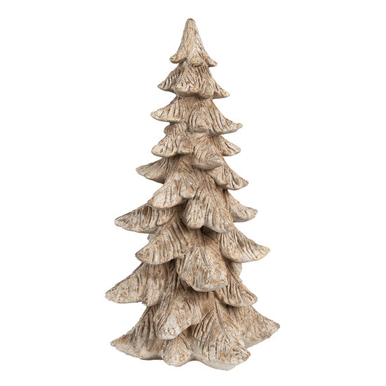 Clayre &amp; Eef   | Kerstdecoratie Kerstboom Bruin Wit 19x19x39 cm | 6PR4161