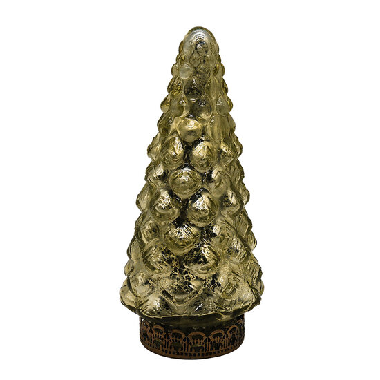 Clayre &amp; Eef   | Kerstdecoratie Beeld Kerstboom met LED Goudkleurig &oslash; 8x16 cm | 6GL4560