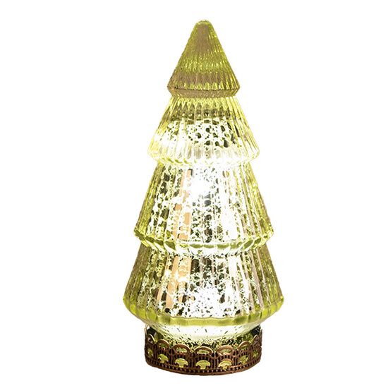 Clayre &amp; Eef   | Kerstdecoratie Beeld Kerstboom met LED Groen &oslash; 7x16 cm | 6GL4569GR