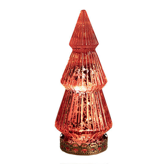 Clayre &amp; Eef   | Kerstdecoratie Beeld Kerstboom met LED Rood &oslash; 7x16 cm | 6GL4569R