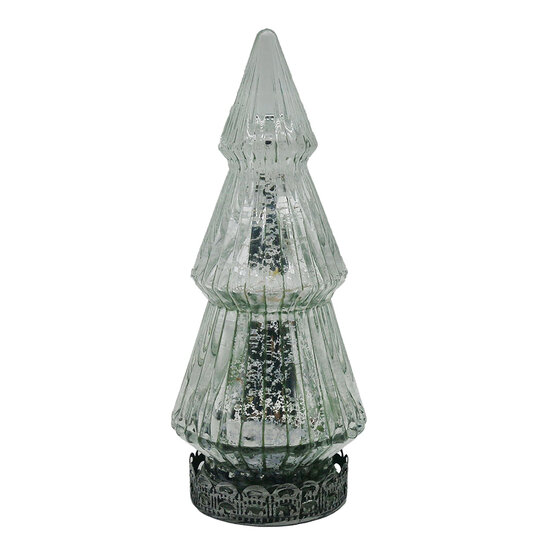 Clayre &amp; Eef   | Kerstdecoratie Beeld Kerstboom met LED Zilverkleurig &oslash; 7x16 cm | 6GL4569ZI