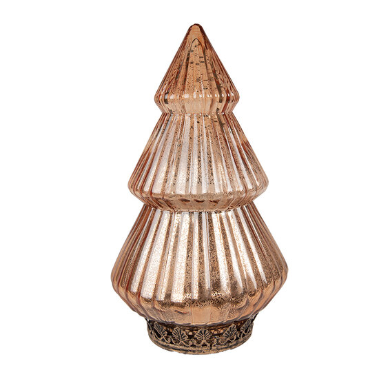 Clayre &amp; Eef   | Kerstdecoratie Kerstboom met LED Koperkleurig &oslash; 13x23 cm / 2xAAA | 6GL4573KO