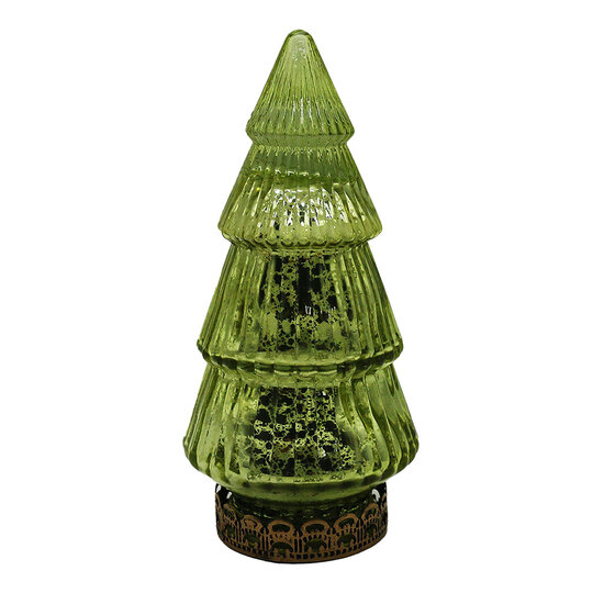 Clayre &amp; Eef   | Kerstdecoratie Beeld Kerstboom met LED Geel &oslash; 8x16 cm | 6GL4602