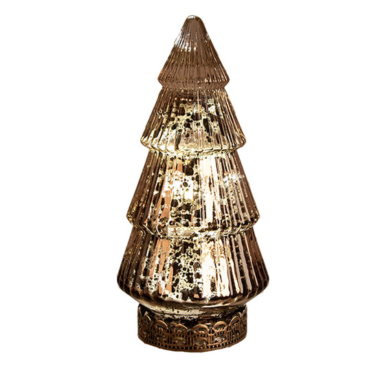 Clayre &amp; Eef   | Kerstdecoratie Kerstboom met LED Bruin &oslash; 8x16 cm | 6GL4603