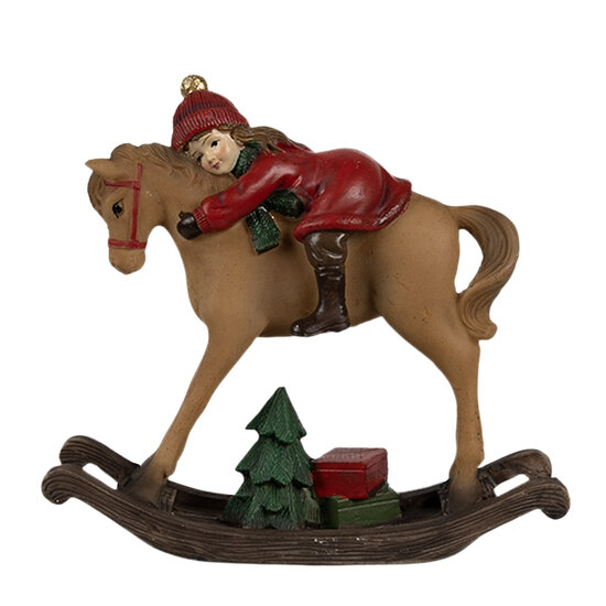 Clayre &amp; Eef   | Kerstdecoratie Hobbelpaard Bruin Rood 11x4x10 cm | 6PR4181