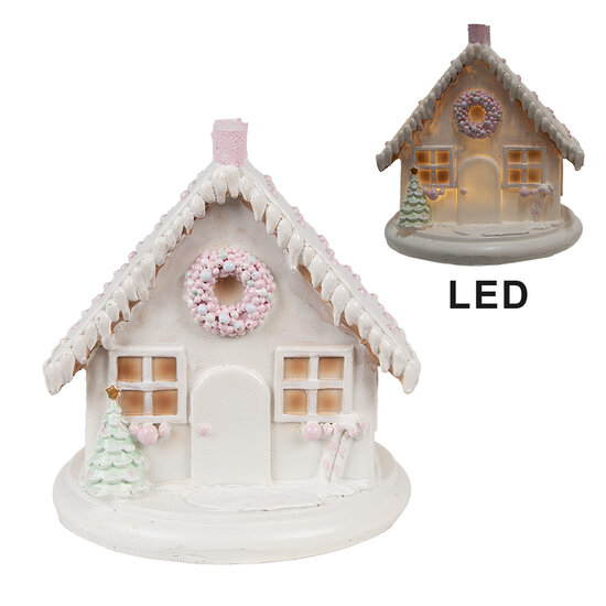 Clayre &amp; Eef   | Decoratie Huis met LED Wit 13x13x13 cm / 2xAAA | 6PR4348