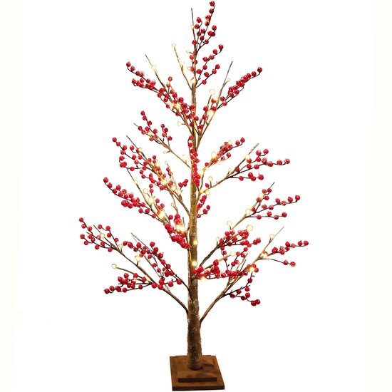 Dekoratief | Decoratieboom &#039;Red Berry&#039;, 72 LED, 120cm | A245002