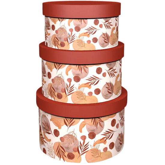 Dekoratief | Set 3 dozen rond &#039;Earth Blush&#039;, 21x21x13cm | A245087