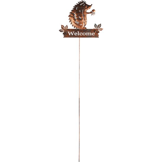 Dekoratief | Stick m/egel &#039;Welcome&#039;, roest, metaal, 20x1x76cm | A245219