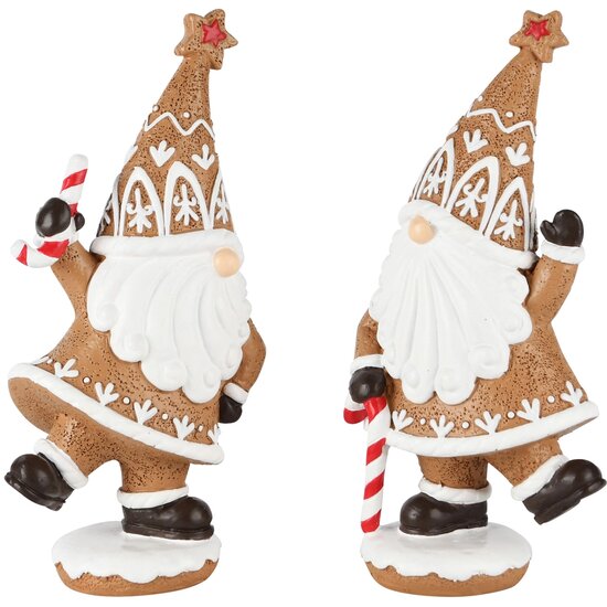 Dekoratief | Cookiegnoompje m/zuurstok, resina, 9x5x17cm, set van 2 stuks | A245250