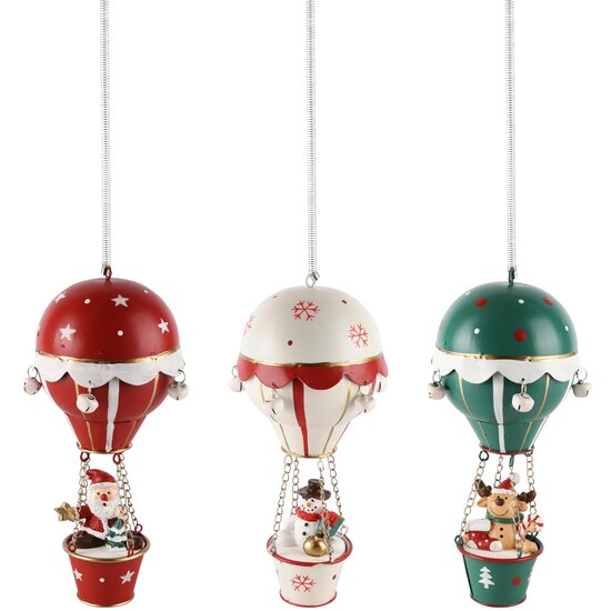 Dekoratief | Springveer ballon m/santa/sneeuwman/rudolf, 8x8x18cm, set van 3 stuks | A245386