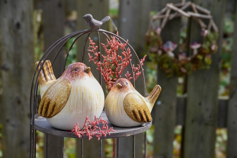 Dekoratief | Vogel zittend, bruin/rood, keramiek, 12x9x10cm | A245660