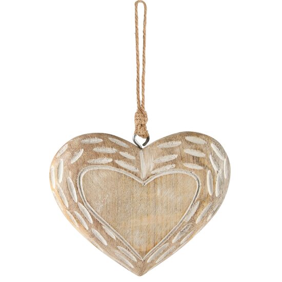 Dekoratief | Hanger hart, naturel, hout, 14x3x12cm | A248123