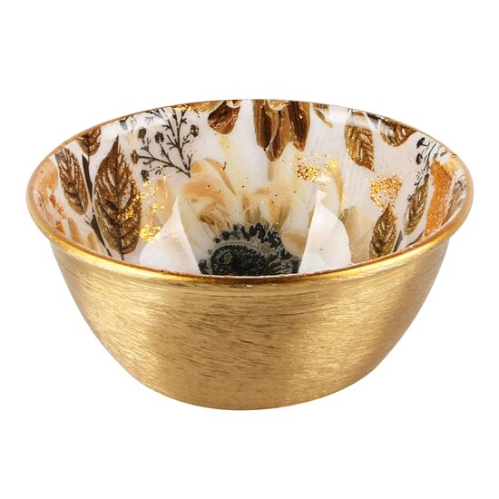 Dekoratief | Bowl &#039;Flowers Opulence&#039;, goud, metaal, 11x11x5cm | A248298