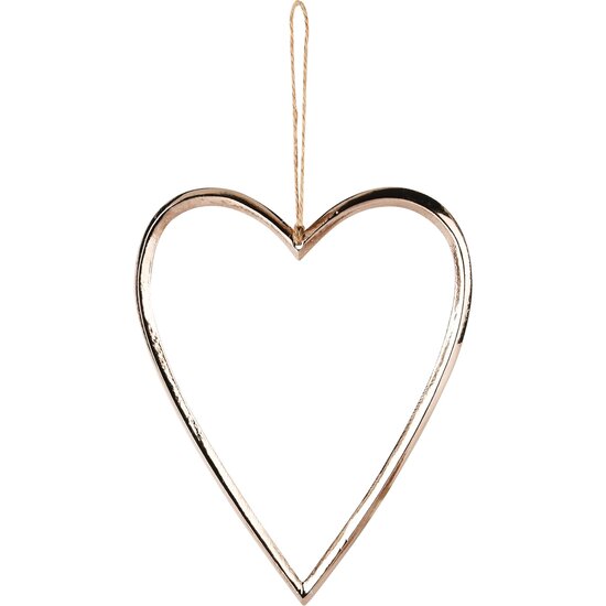 Dekoratief | Hanger hart, rose gold, aluminium, 13x1x17cm | A248471