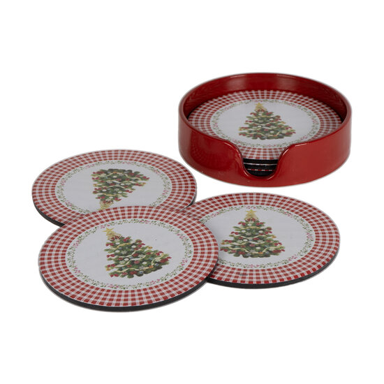 Dekoratief | Set 6 coasters &#039;Christmas Tree&#039;, pvc, 10x10x3cm | A249033