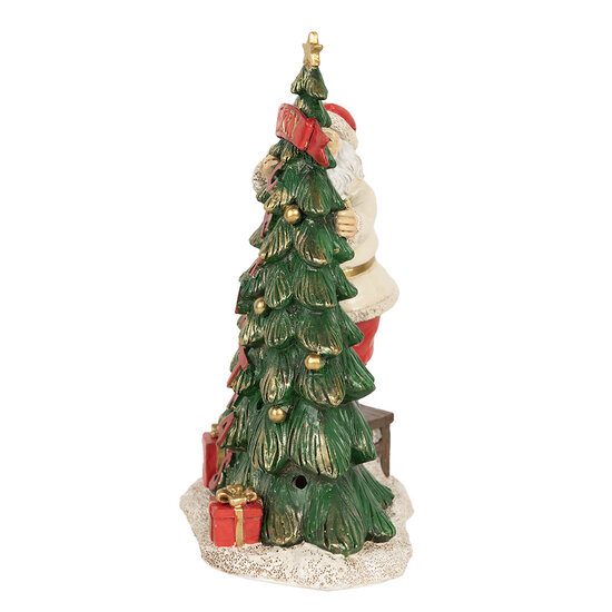 Clayre &amp; Eef   | Decoratie kerstman met  boom groen LED 15x10x22 cm | 6PR4179