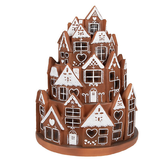 Clayre &amp; Eef   | Decoratie Huis met LED Bruin &oslash; 21x26 cm / 3xAAA | 6PR4345