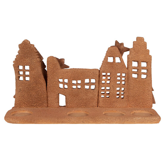 Clayre &amp; Eef   | Decoratie van huisjes Bruin 27x9x15 cm | 6PR4357