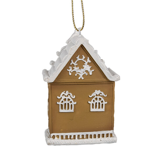 Clayre &amp; Eef   | Decoratie hanger huisje Bruin Wit 6x4x9 cm | 6PR4212