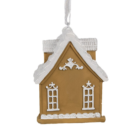 Clayre &amp; Eef   | Decoratie hanger huisje Bruin Wit 6x4x7 cm | 6PR4213