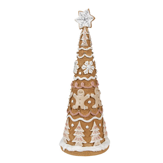 Clayre &amp; Eef   | Kerstdecoratie Kerstboom Bruin Wit &oslash; 14x37 cm | 6PR4362