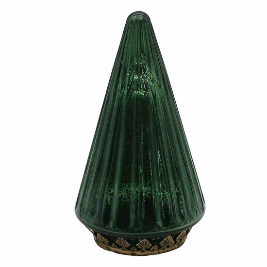 Clayre &amp; Eef   | Kerstdecoratie Beeld Kerstboom met LED Groen &oslash; 11x19 cm | 6GL4571GR