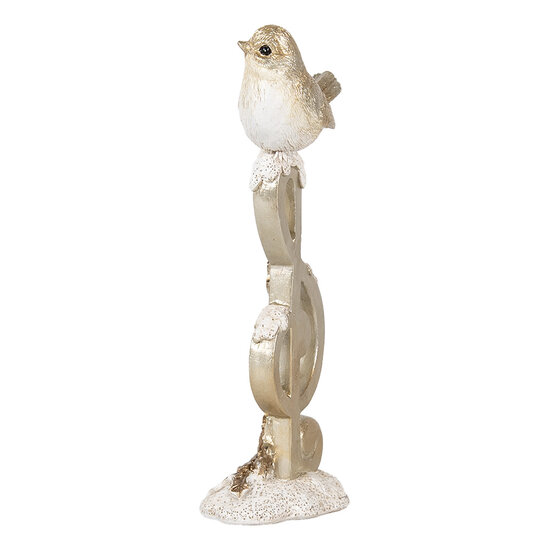 Clayre &amp; Eef   | Decoratie Beeld Vogel Beige 6x5x16 cm | 6PR4227