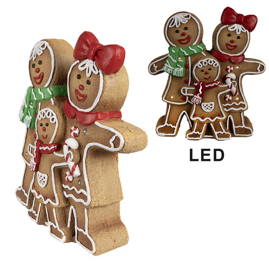 Clayre &amp; Eef   | Decoratie peperkoekpoppen met LED Bruin Wit 31x10x35 cm | 6MG0049