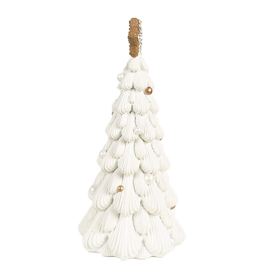 Clayre &amp; Eef   | Kerstdecoratie Beeld Kerstboom Wit Bruin &oslash; 13x26 cm | 6PR4246