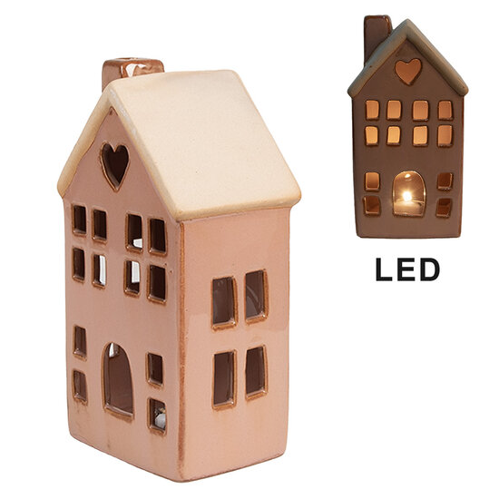 Clayre &amp; Eef   | Decoratie Huisje met LED Bruin 8x6x15 cm | 6CE1796