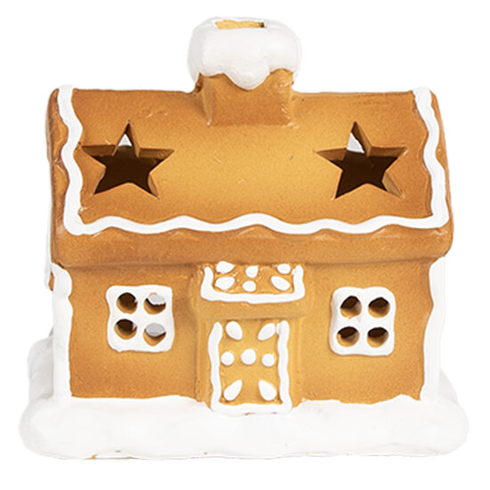 Clayre &amp; Eef   | Theelichthouder Kerst Huisje Bruin 11x8x10 cm | 6CE1804