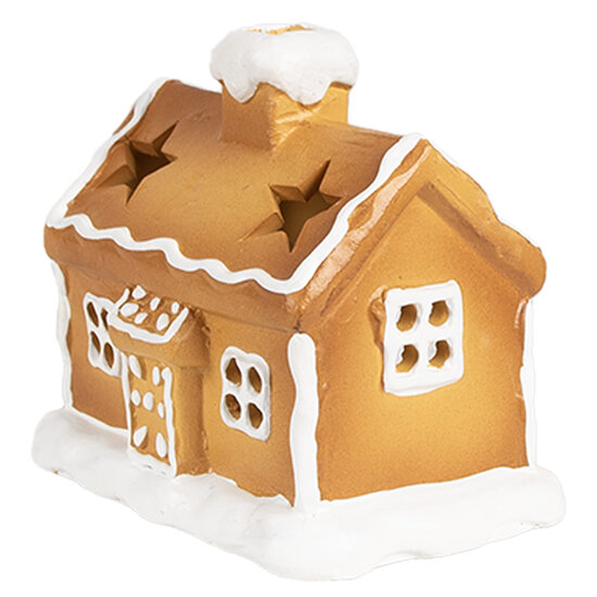 Clayre &amp; Eef   | Theelichthouder Kerst Huisje Bruin 11x8x10 cm | 6CE1804