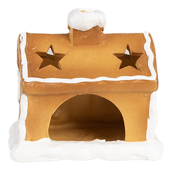 Clayre &amp; Eef   | Theelichthouder Kerst Huisje Bruin 11x8x10 cm | 6CE1804