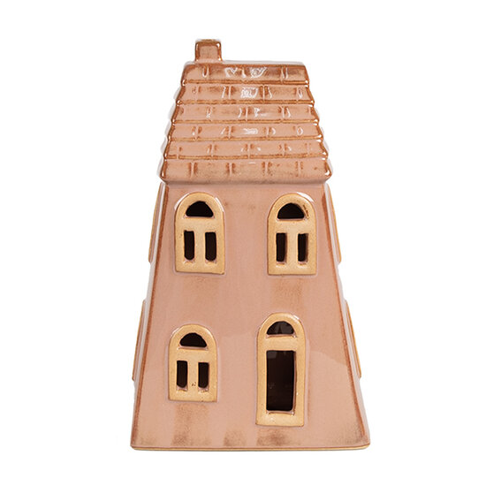 Clayre &amp; Eef   | Decoratie Huisje met LED Bruin 10x6x16 cm | 6CE1841