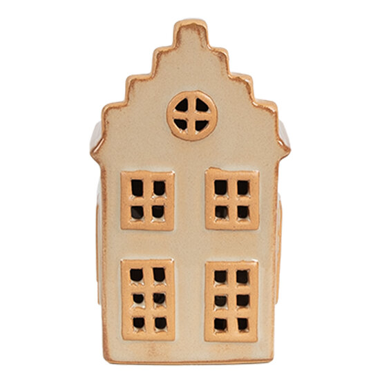 Clayre &amp; Eef   | Decoratie Huisje met LED Beige 6x6x11 cm | 6CE1843