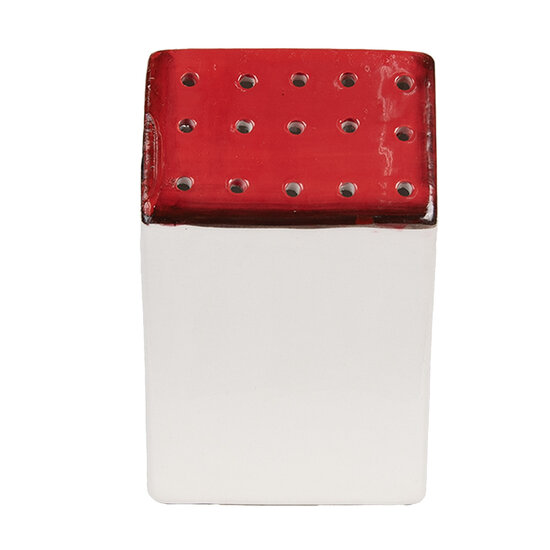 Clayre &amp; Eef   | Decoratie Huisje Wit Rood 8x7x12 cm | 6CE1845