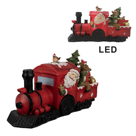 Clayre &amp; Eef   | Kerstdecoratie Locomotief Rood LED 19x7x10 cm | 6PR4178