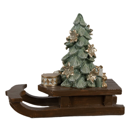 Clayre &amp; Eef   | Kerstdecoratie Slee Bruin 20x8x17 cm | 6PR4185