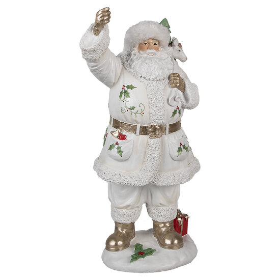 Clayre &amp; Eef   | Kerstdecoratie Kerstman Wit 21x23x43 cm | 6PR4295