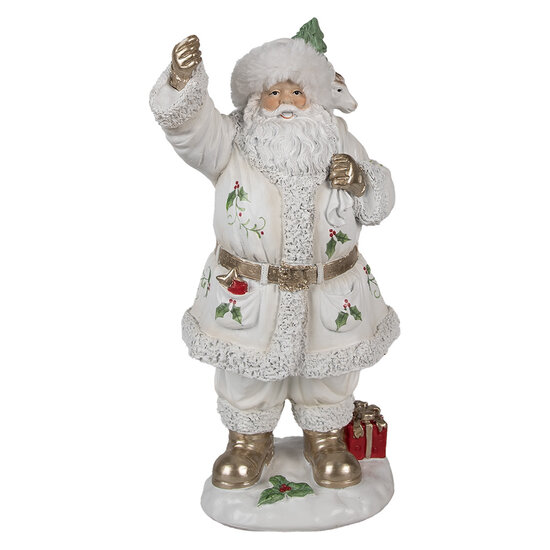 Clayre &amp; Eef   | Kerstdecoratie Kerstman Wit 14x16x31 cm | 6PR4296