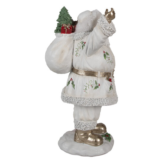 Clayre &amp; Eef   | Kerstdecoratie Kerstman Wit 14x16x31 cm | 6PR4296