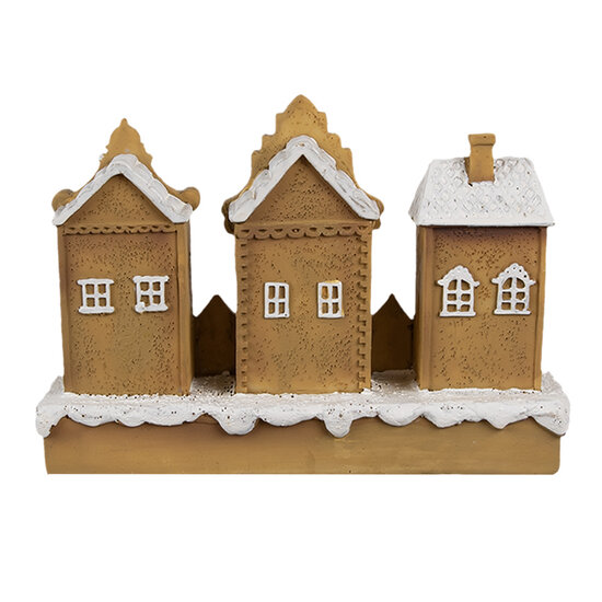 Clayre &amp; Eef   | Decoratie Huis met LED Bruin Wit 13x4x10 cm | 6PR4194