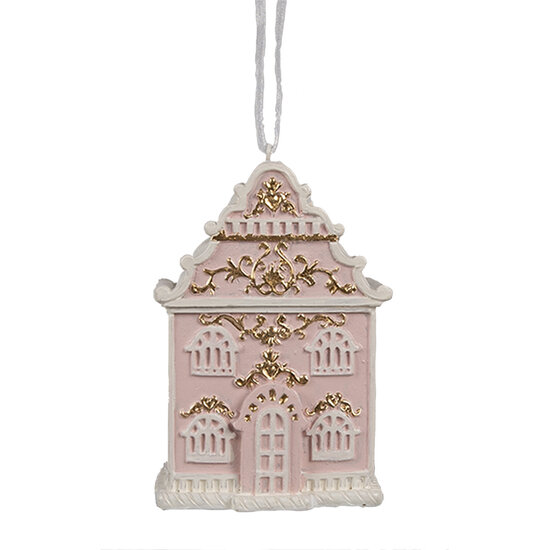 Clayre &amp; Eef   | Decoratie hanger huisje Roze 6x4x9 cm | 6PR4205