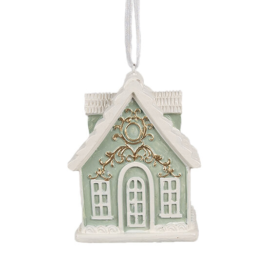 Clayre &amp; Eef   | Decoratie hanger huisje Groen 6x4x8 cm | 6PR4214