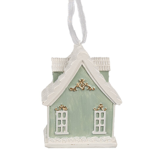 Clayre &amp; Eef   | Decoratie hanger huisje Groen 6x4x8 cm | 6PR4214