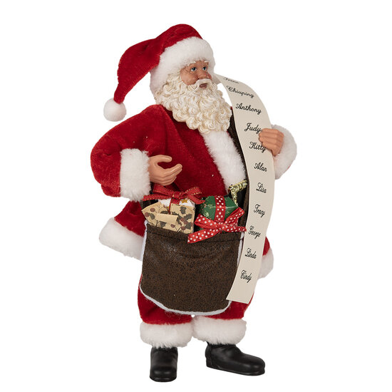 Clayre &amp; Eef   | Kerstdecoratie Kerstman Rood Wit 17x10x27 cm | 65598