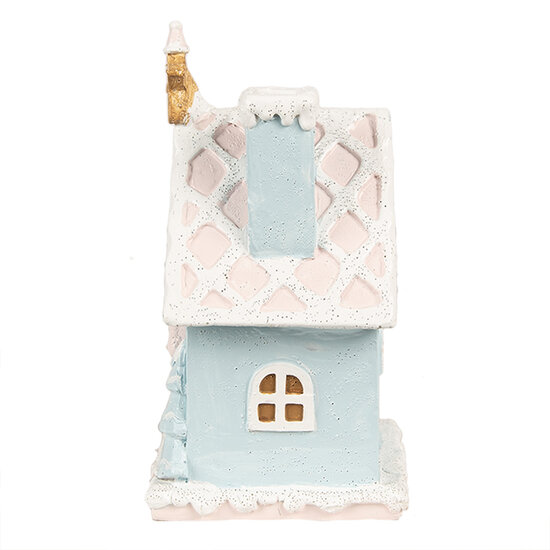 Clayre &amp; Eef   | Decoratie Huis met LED Blauw Roze 9x8x15 cm | 6PR4201